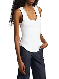 Joselle Ruffled Stretch-Cotton Tank