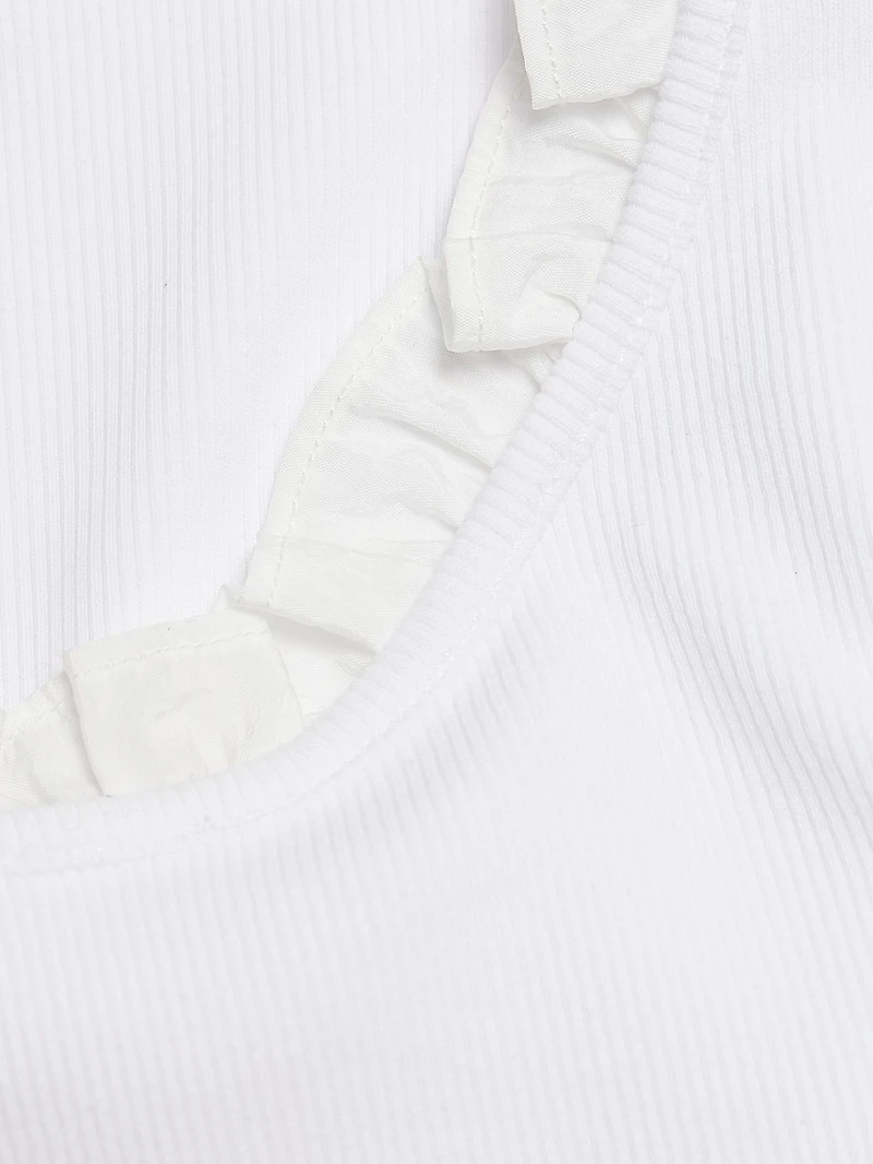 Joselle Ruffled Stretch-Cotton Tank