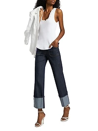 Joselle Ruffled Stretch-Cotton Tank