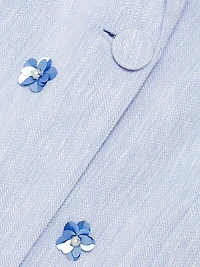 Pearl Ditsy Kylie Linen-Cotton Single-Breasted Blazer