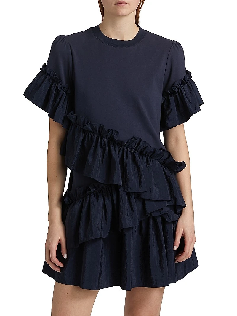 Kendria Ruffled Stretch-Cotton Minidress