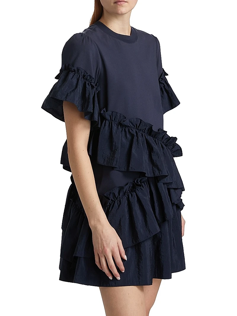 Kendria Ruffled Stretch-Cotton Minidress