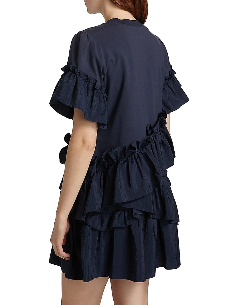 Kendria Ruffled Stretch-Cotton Minidress