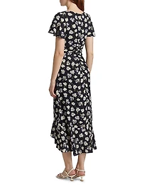 Mini Tossed Poppies Isha Sleeveless Midi-Dress