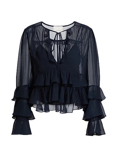 Steffina Chiffon Tieneck Blouse