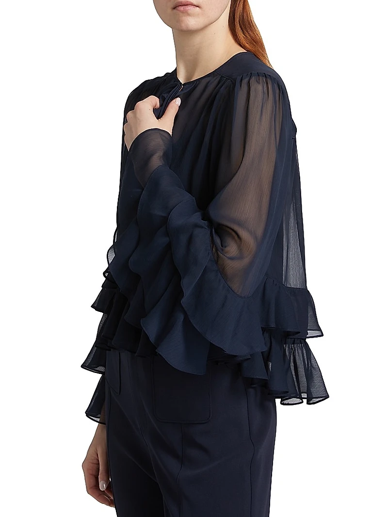 Steffina Chiffon Tieneck Blouse