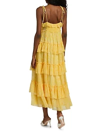 Fadrid Ruffle Chiffon Tiered Midi-Dress