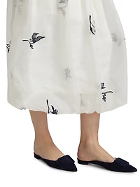 Ellah Embroidered Silk Bubble-Hem Midi-Skirt