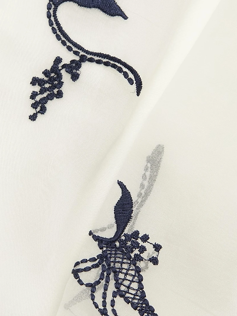 Ellah Embroidered Silk Bubble-Hem Midi-Skirt