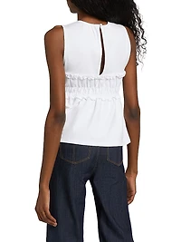 Pania Ruffle Stretch-Cotton Crewneck Top