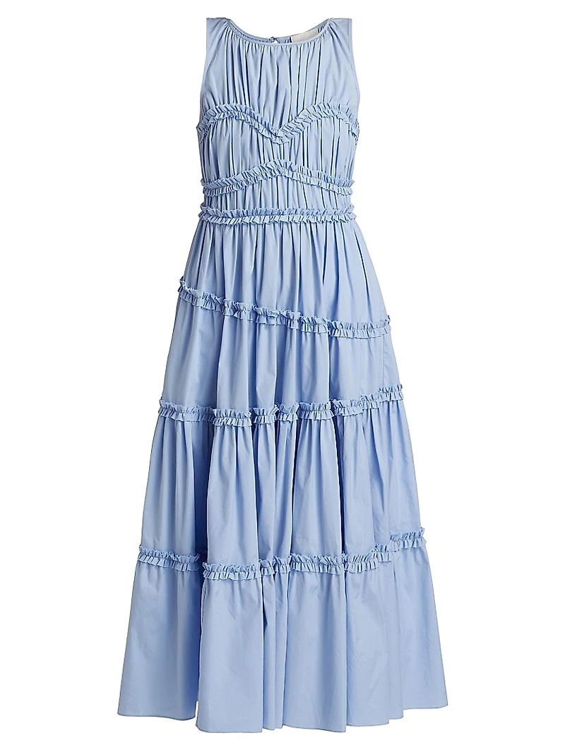 Sirrina Ruffled Cotton-Poplin Tiered Midi-Dress