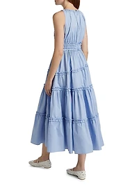 Sirrina Ruffled Cotton-Poplin Tiered Midi-Dress