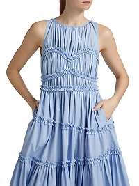 Sirrina Ruffled Cotton-Poplin Tiered Midi-Dress