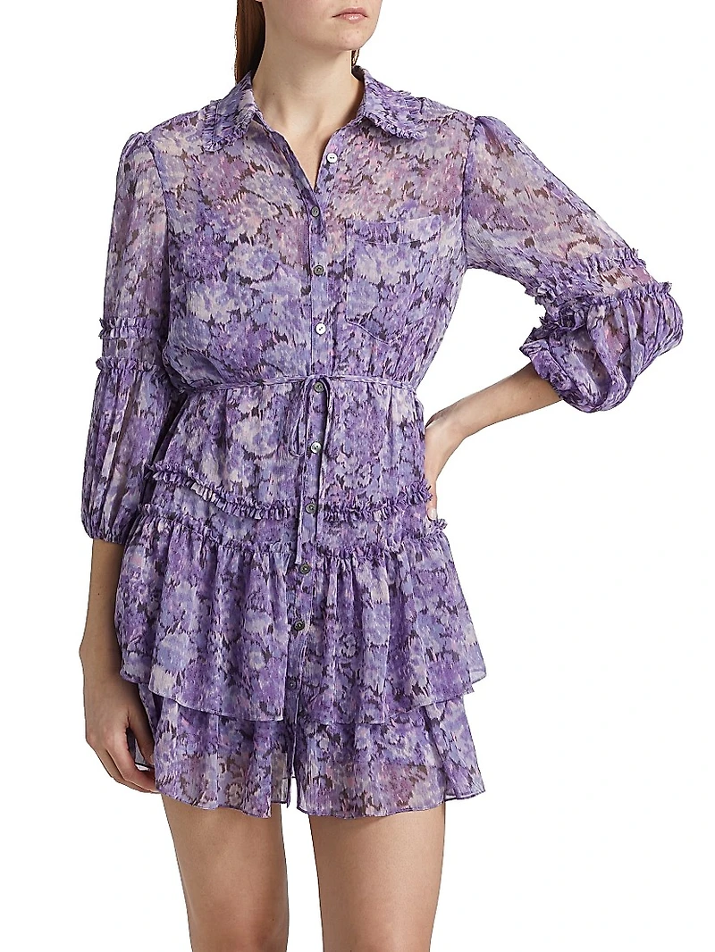 Marsea Floral Ruffled Chiffon Minidress