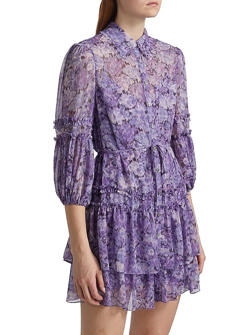 Marsea Floral Ruffled Chiffon Minidress