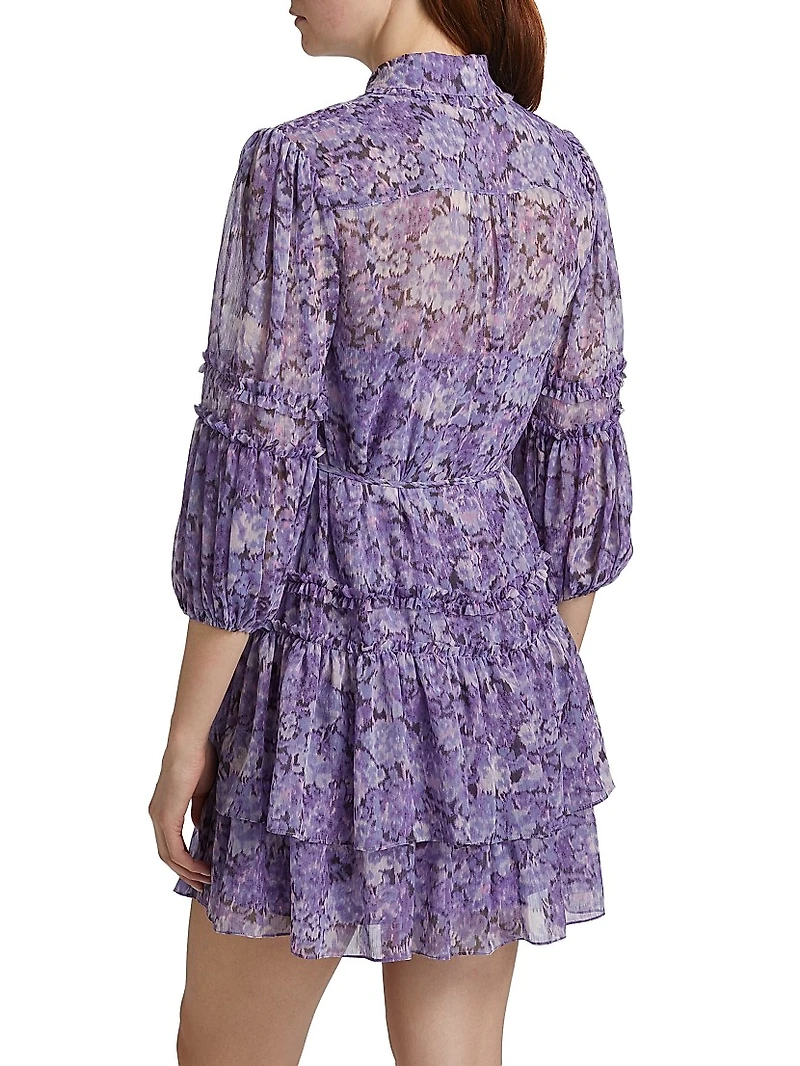 Marsea Floral Ruffled Chiffon Minidress