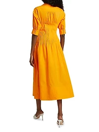 Monty Cotton-Blend Pintuck Midi-Shirtdress