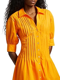 Monty Cotton-Blend Pintuck Midi-Shirtdress