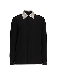Crystal-Embellished Silk Shirt