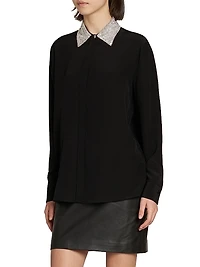 Crystal-Embellished Silk Shirt