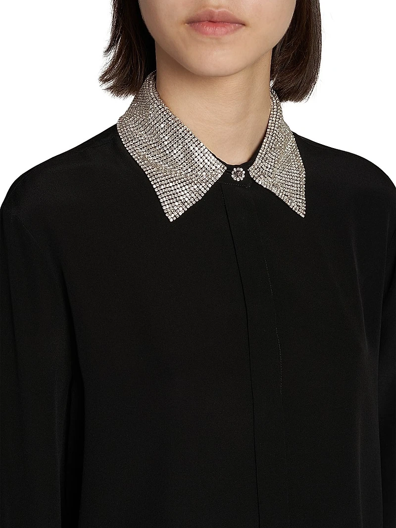 Crystal-Embellished Silk Shirt