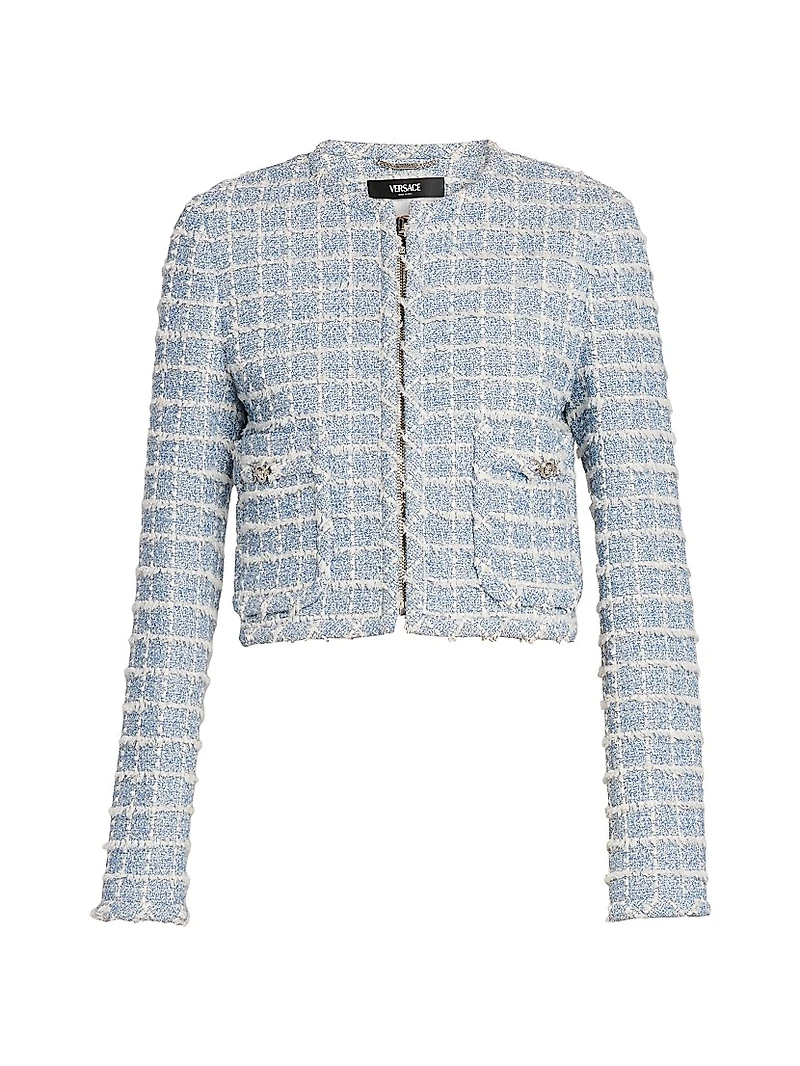 Windowpane Tweed Bouclé Jacket