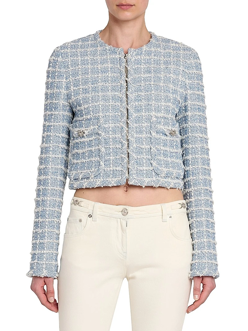 Windowpane Tweed Bouclé Jacket