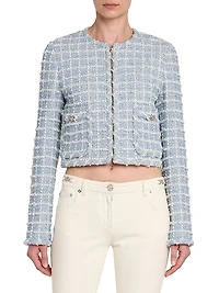 Windowpane Tweed Bouclé Jacket