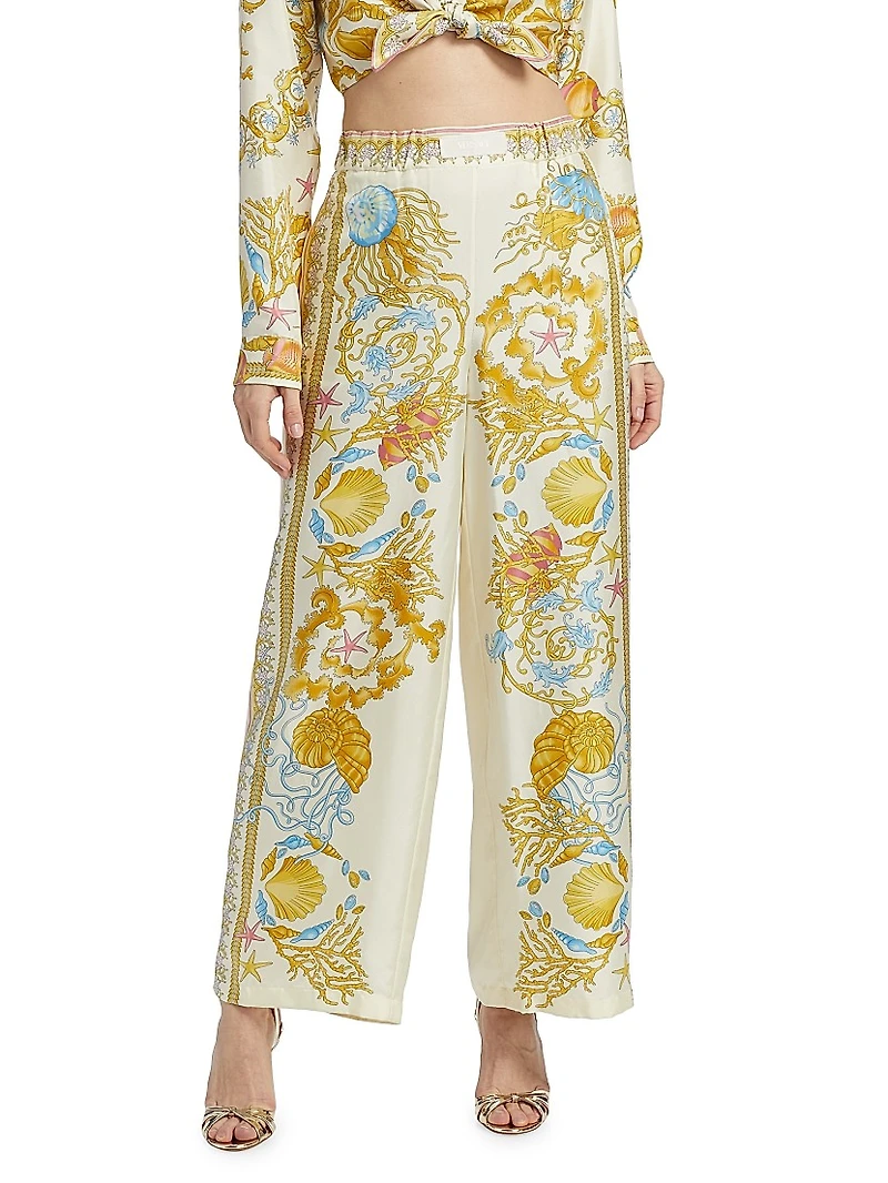 Underwater Barocco Silk Twill Pants