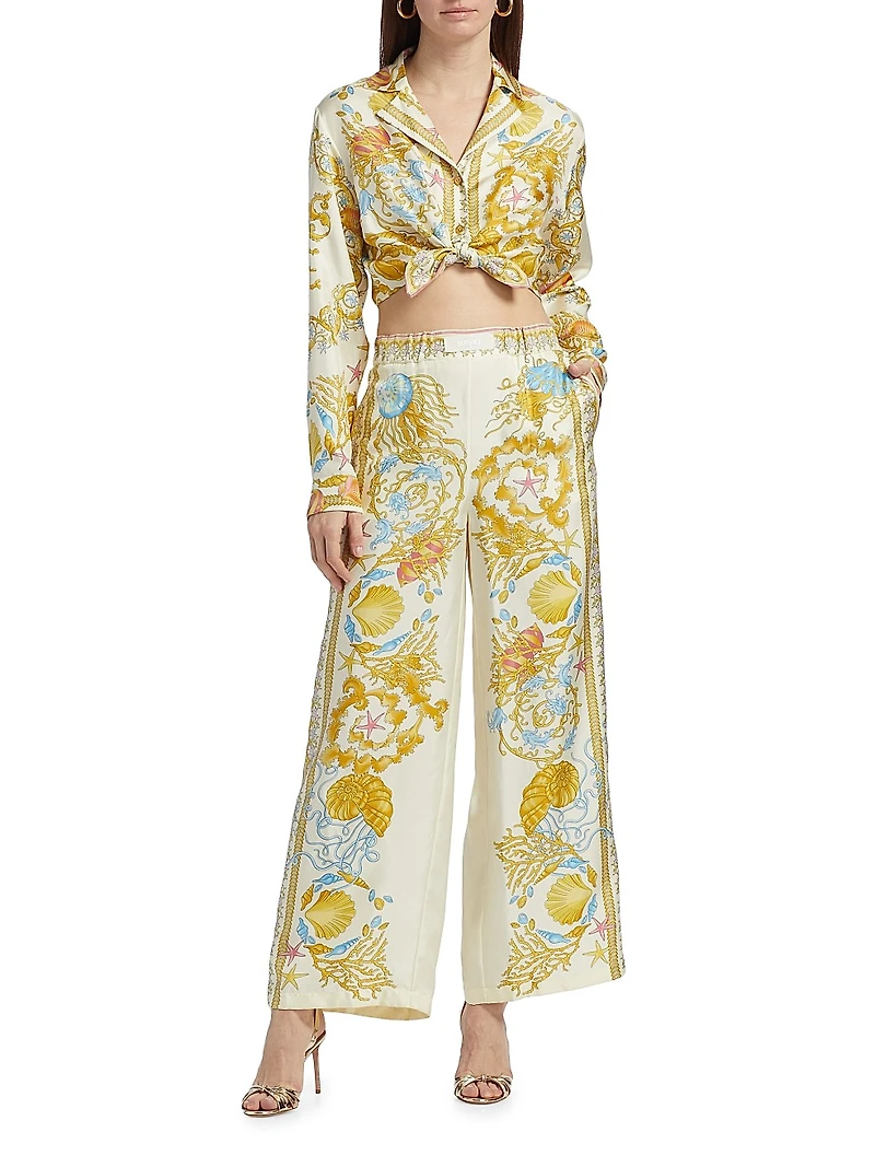 Underwater Barocco Silk Twill Pants