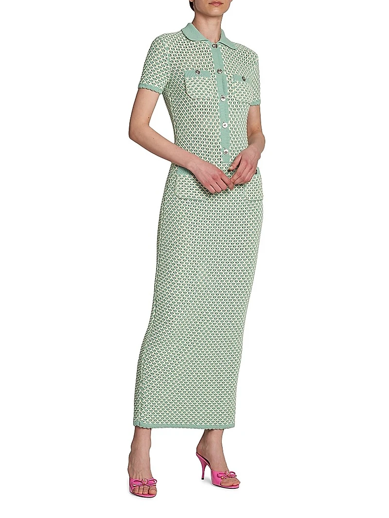Crochet Compact Cotton-Nylon Maxi Dress