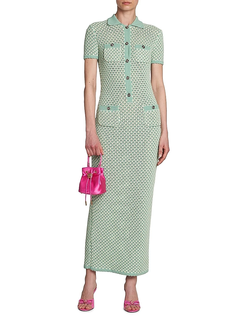 Crochet Compact Cotton-Nylon Maxi Dress