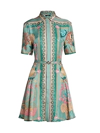 Underwater Barocco Foulard Silk Twill Shirtdress