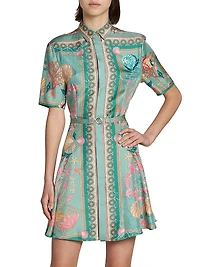 Underwater Barocco Foulard Silk Twill Shirtdress