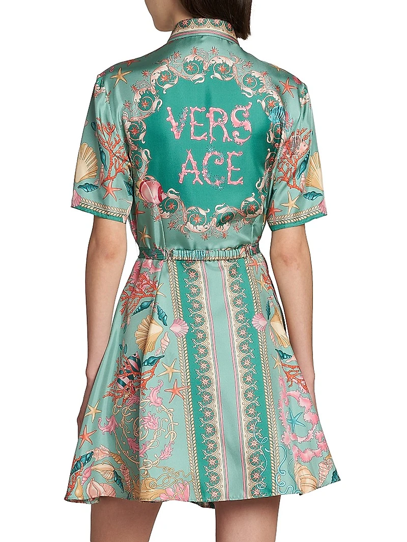 Underwater Barocco Foulard Silk Twill Shirtdress