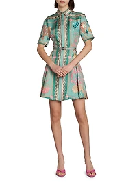 Underwater Barocco Foulard Silk Twill Shirtdress