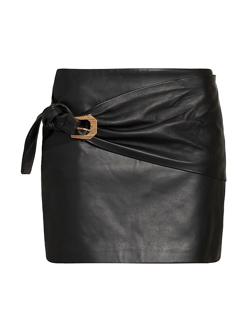 Belted Leather Skirt