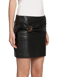 Belted Leather Skirt