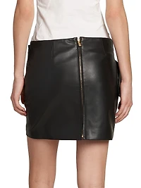 Belted Leather Skirt