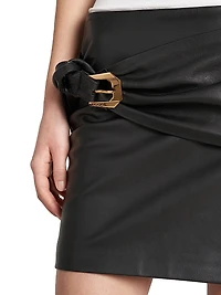 Belted Leather Skirt