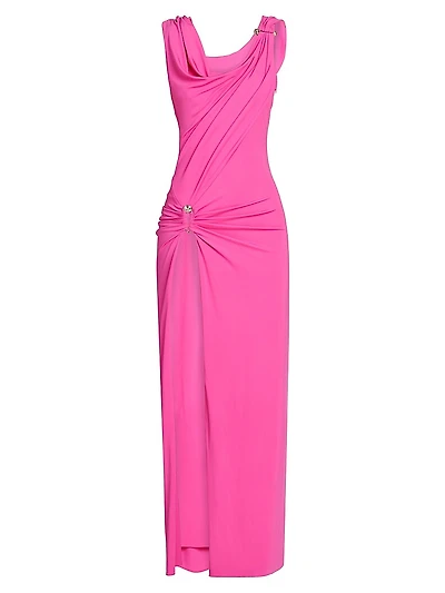 Safety Pin Stretch Crepe Jersey Gown