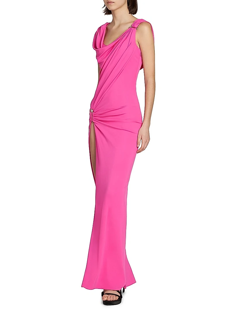 Safety Pin Stretch Crepe Jersey Gown