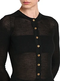 Sheer Wool-Blend Cardigan