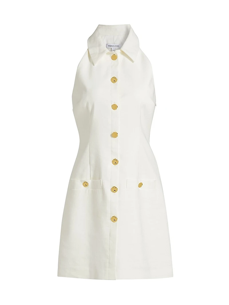 Roxanne Linen-Blend Halter Minidress