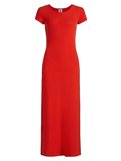 Lauren Short-Sleeve Sheath Maxi Dress
