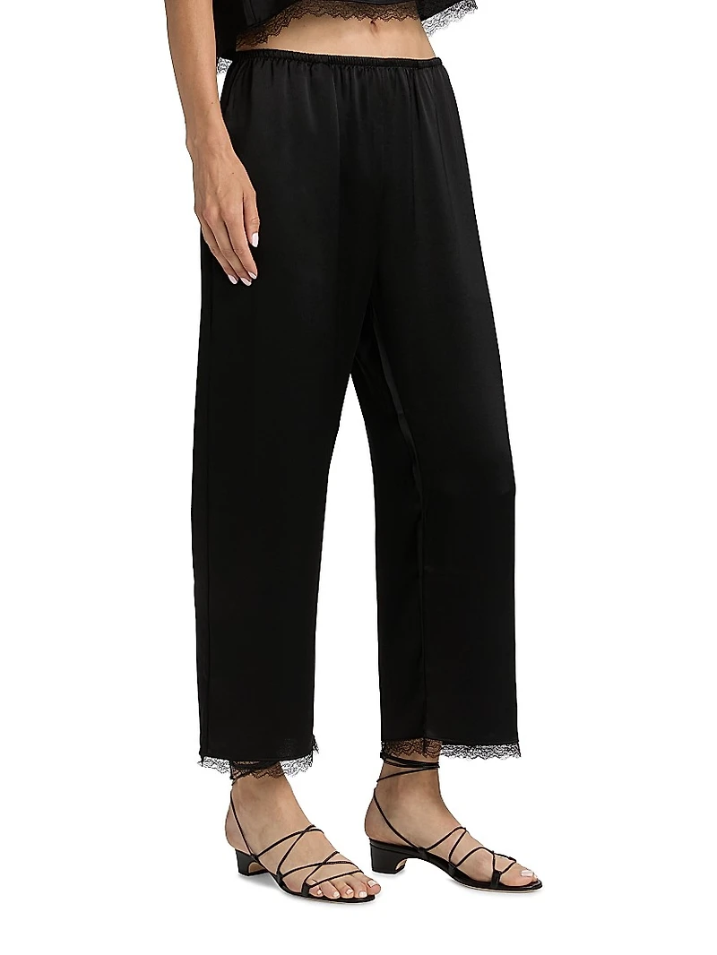 Barb Lace-Trim Cropped Pants