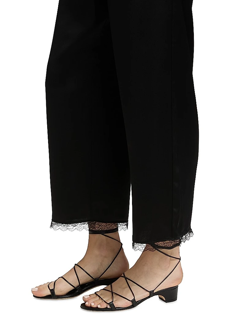 Barb Lace-Trim Cropped Pants