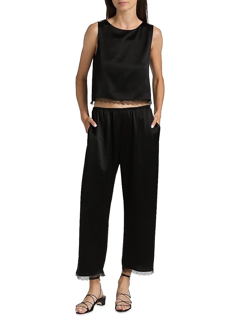 Barb Lace-Trim Cropped Pants