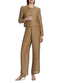 Stella Round Neck Linen Blend Cardigan