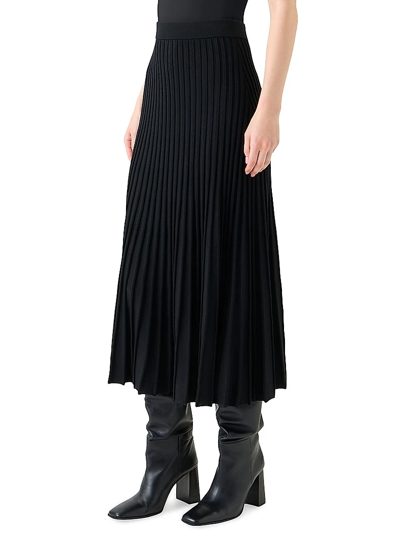 Rib-Knit Wool Midi-Skirt